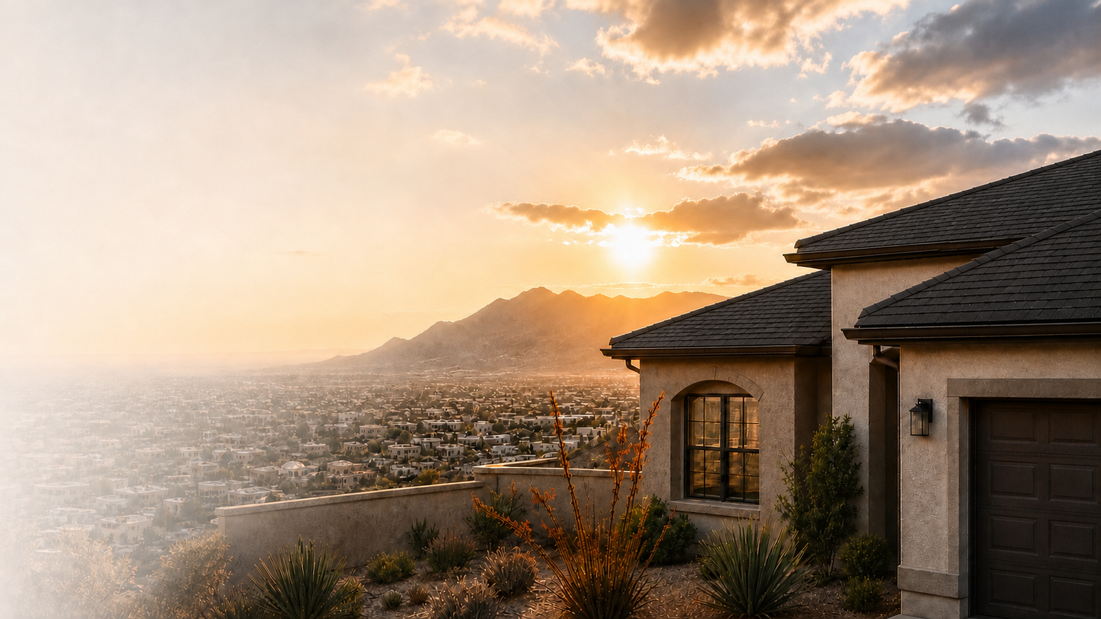 Southwest El Paso home with a charcoal architectural asphalt shingle roof